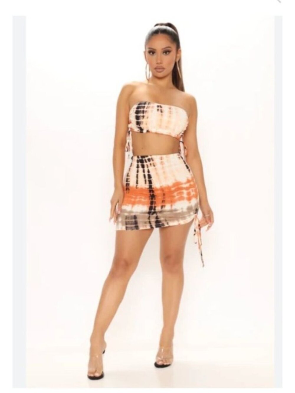 Fashion Nova Little Getaway Tie-Dye Skirt Set, size S